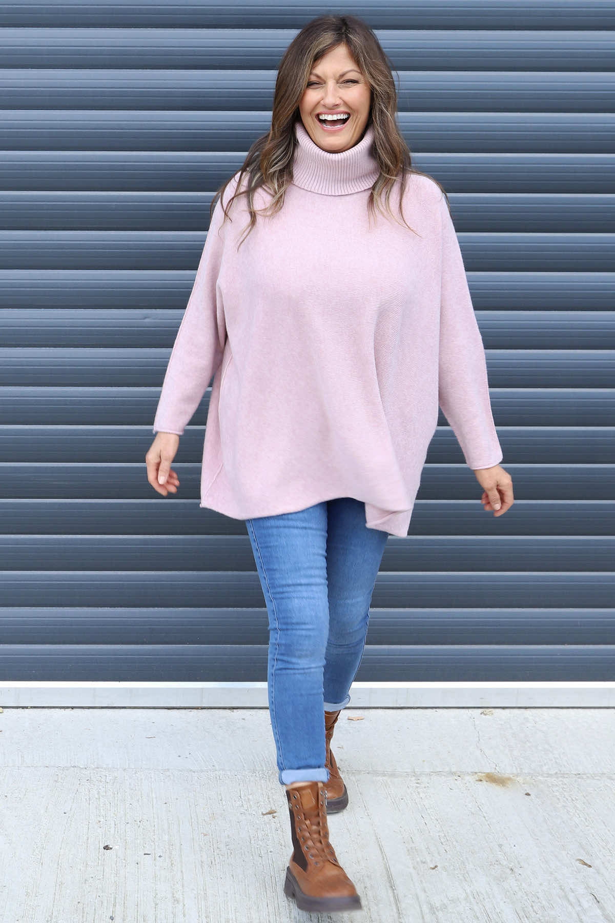 Jude Polo Neck Knitted Jumper Pink