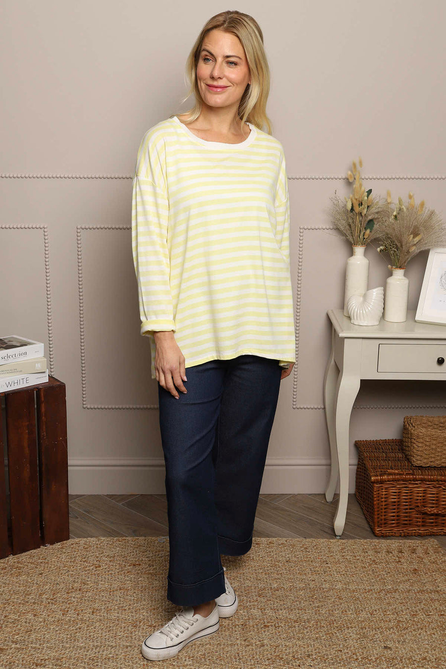 Michelle Stripe Cotton Top Yellow