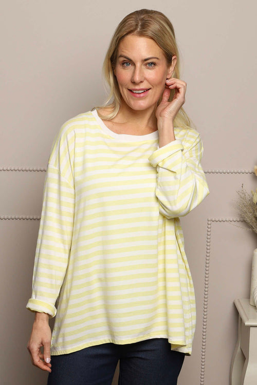 Michelle Stripe Cotton Top Yellow - Image 2