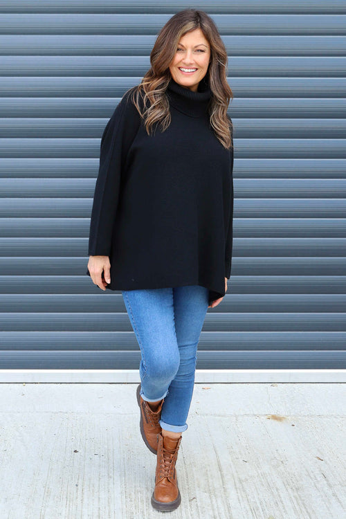 Jude Polo Neck Knitted Jumper Black - Image 3