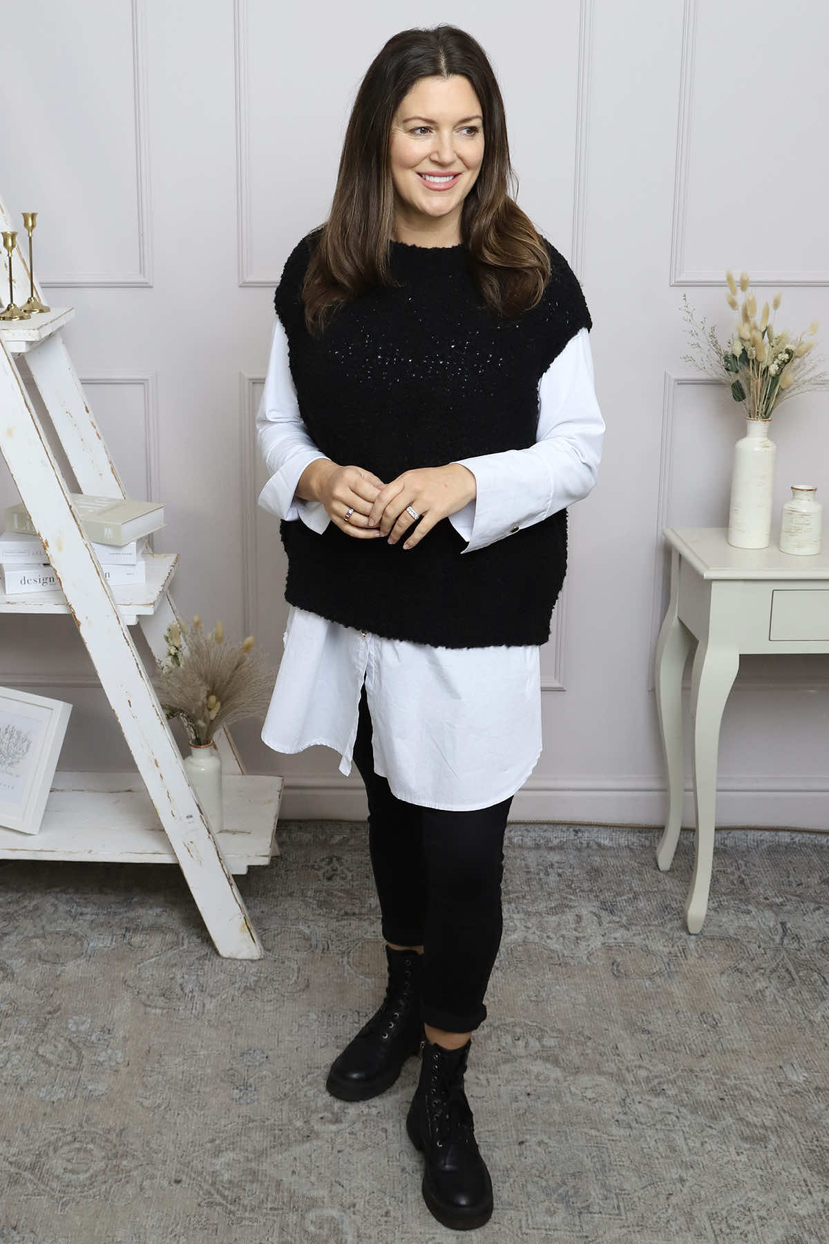 Clancy Boucle Tank Top Black