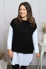 Clancy Boucle Tank Top Black Black - Clancy Boucle Tank Top Black