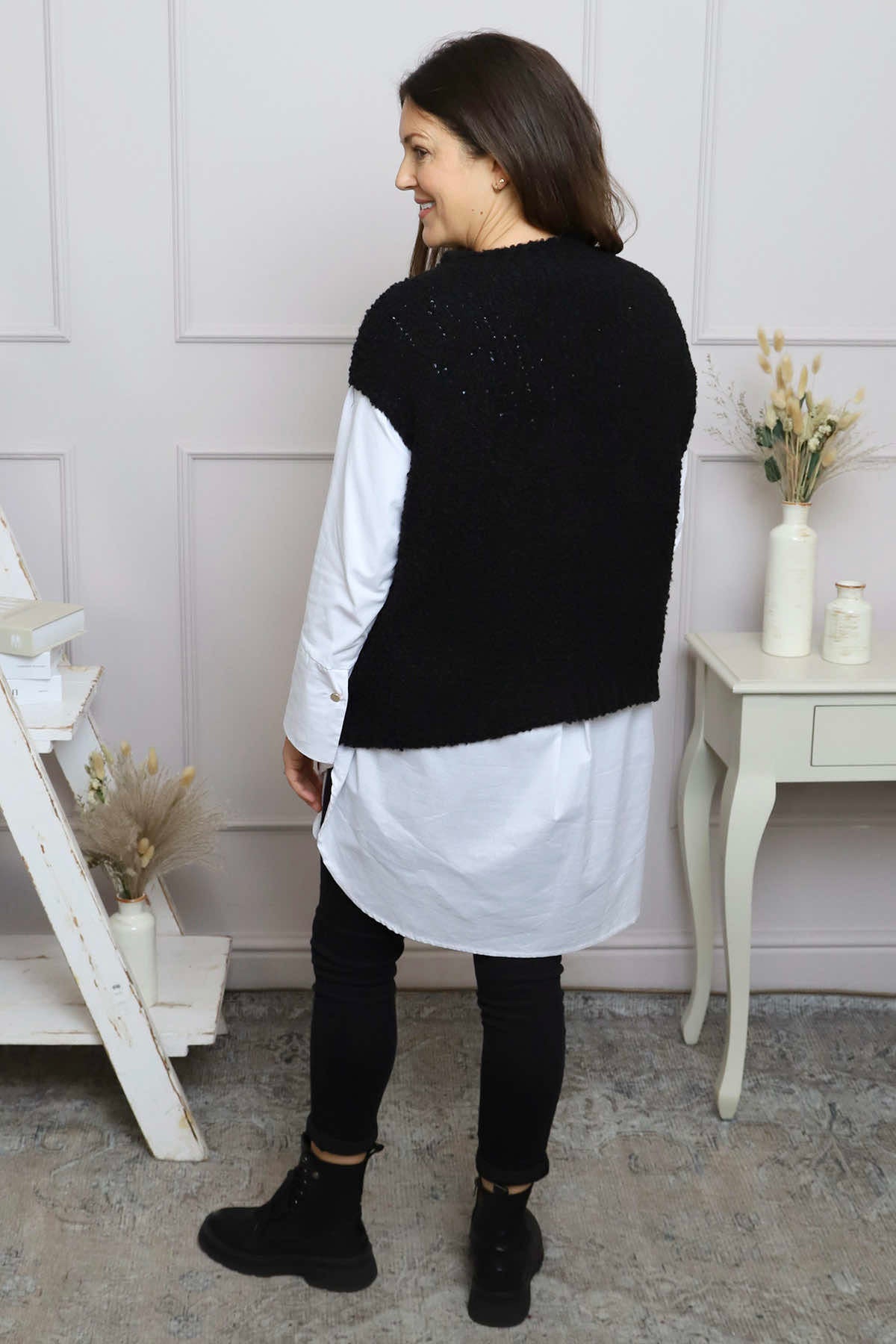 Clancy Boucle Tank Top Black