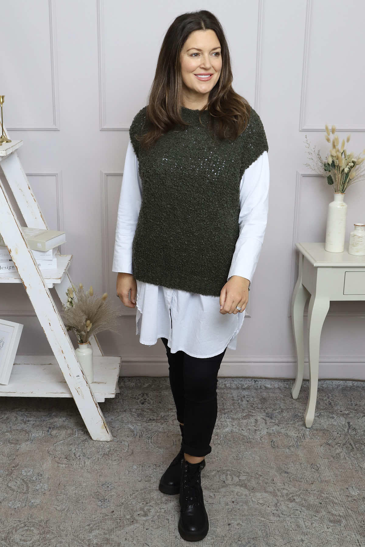 Clancy Boucle Tank Top Khaki