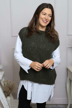 Clancy Boucle Tank Top Khaki