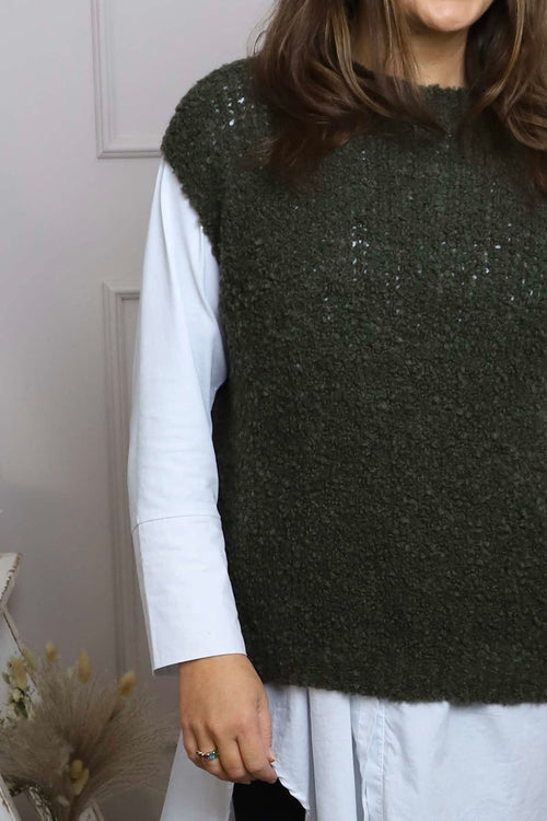 Clancy Boucle Tank Top Khaki - Image 3