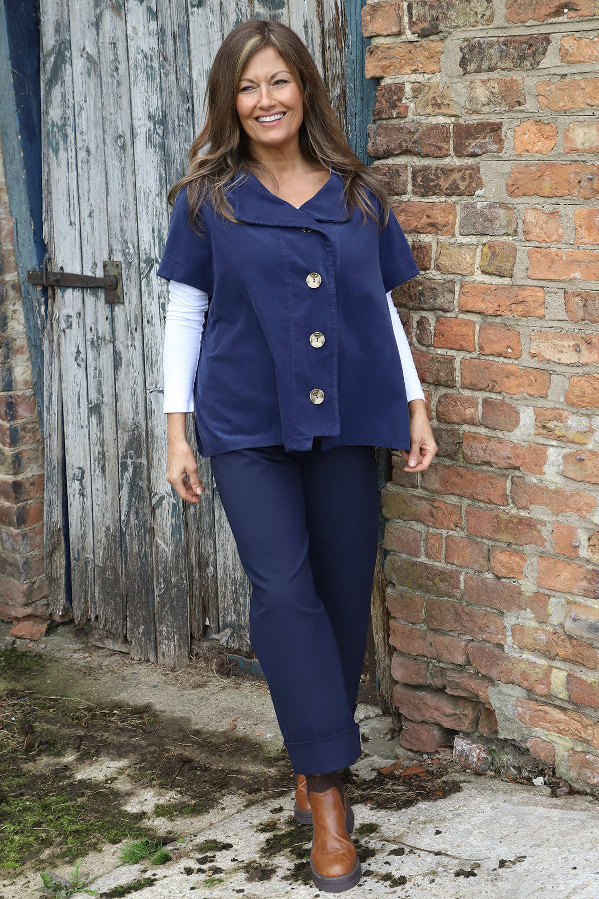 Sabella Needlecord Shirt Navy