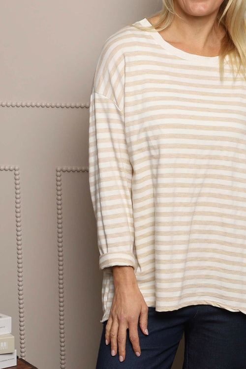 Michelle Stripe Cotton Top Stone - Image 3