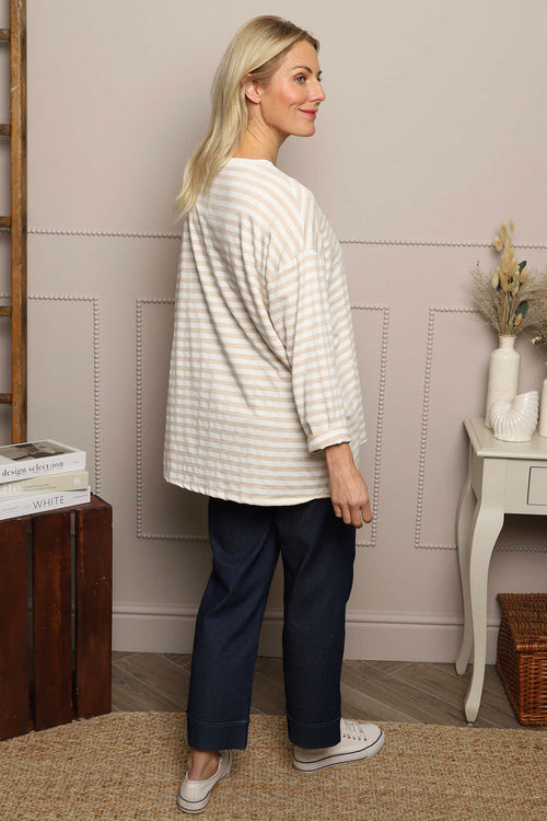 Michelle Stripe Cotton Top Stone - Image 4