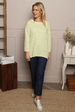 Michelle Stripe Cotton Top Green Green - Michelle Stripe Cotton Top Green