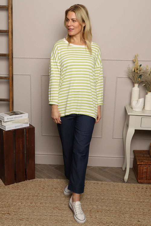 Michelle Stripe Cotton Top Green - Image 1