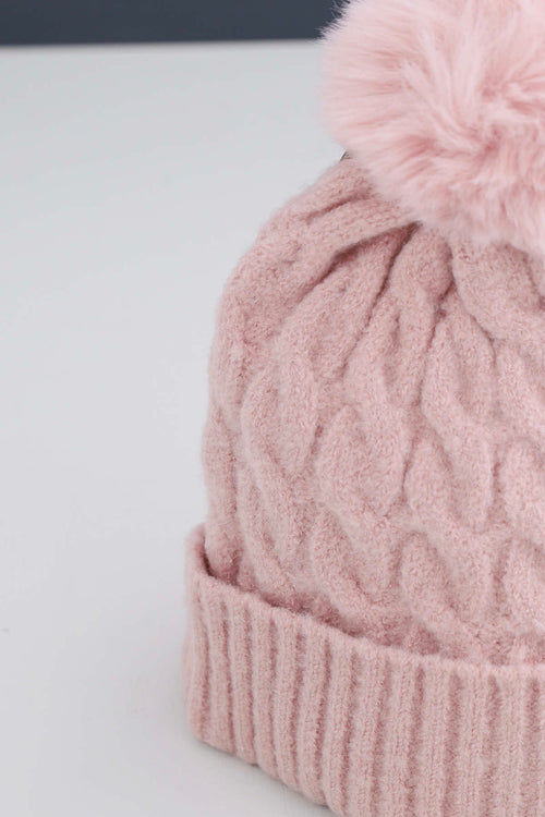 Luna Bobble Hat Pink - Image 4