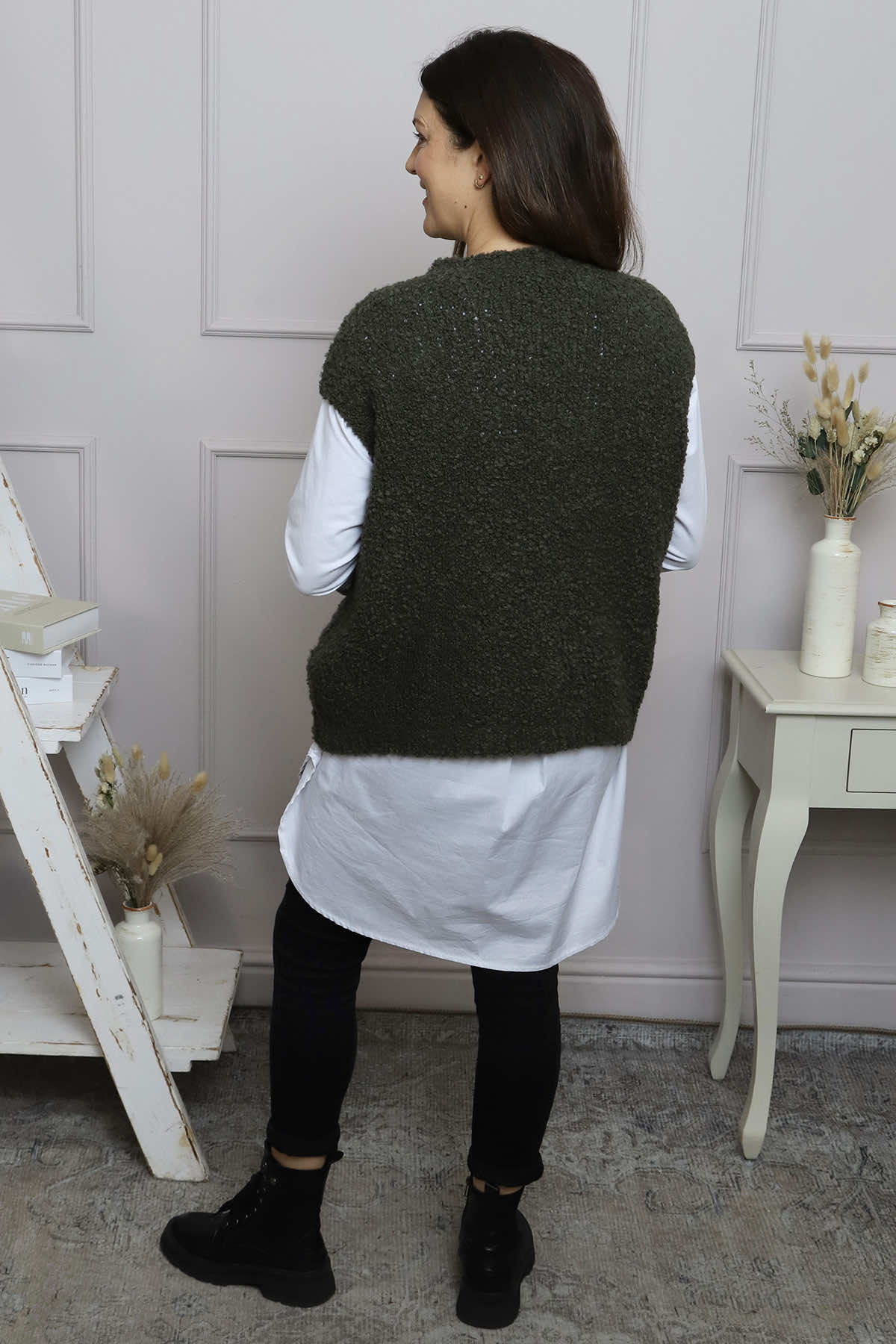 Clancy Boucle Tank Top Khaki