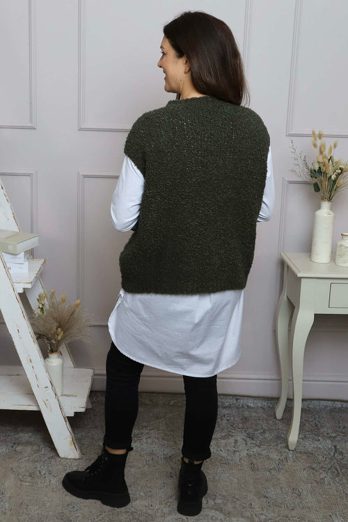 Clancy Boucle Tank Top Khaki - Image 4