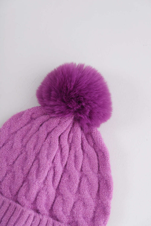 Luna Bobble Hat Lilac - Image 2