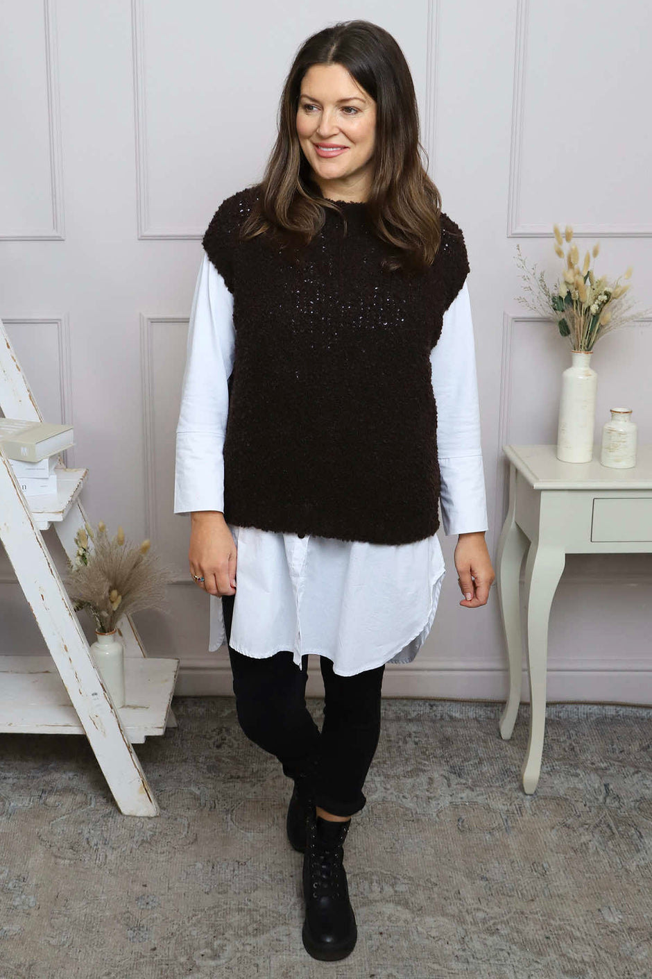 Clancy Boucle Tank Top Cocoa