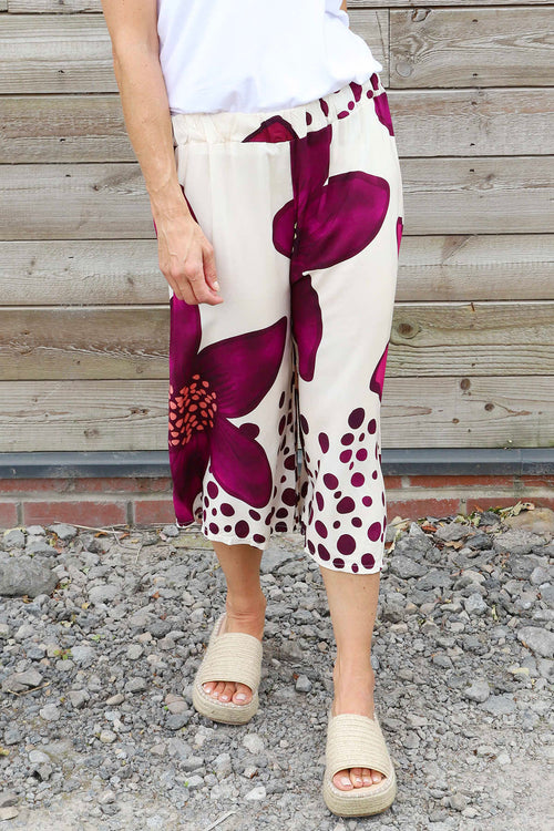 Gina Cropped Floral Trousers Purple - Image 3