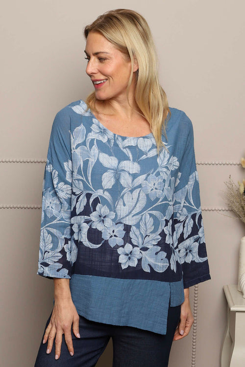 Paitlyn Print Cotton Top Blue - Image 1