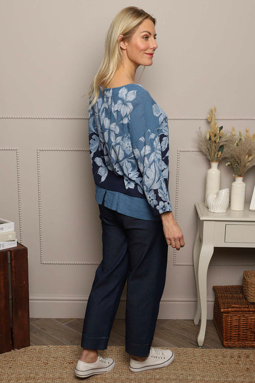 Paitlyn Print Cotton Top Blue - Image 4