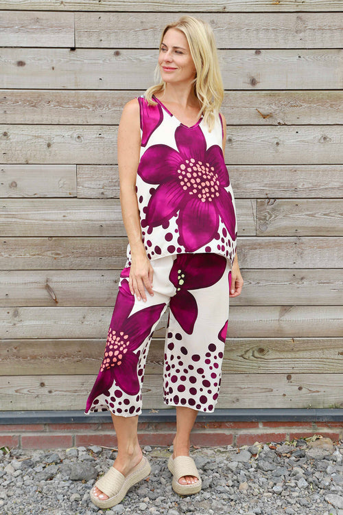 Gina Cropped Floral Trousers Purple
