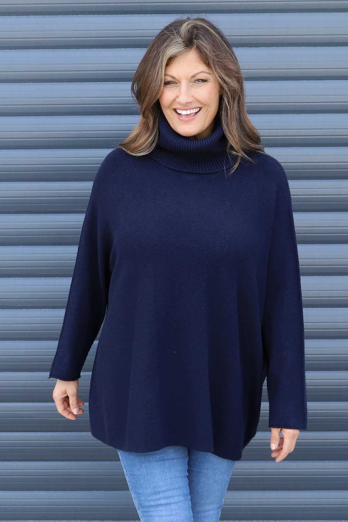 Jude Polo Neck Knitted Jumper Navy