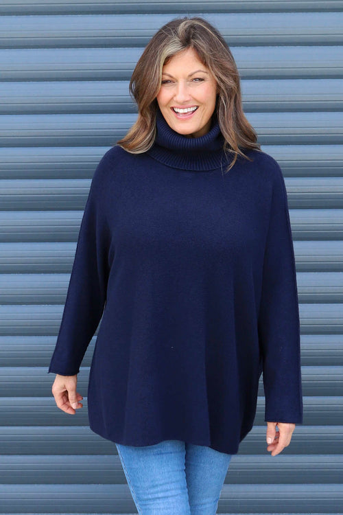 Jude Polo Neck Knitted Jumper Navy - Image 3
