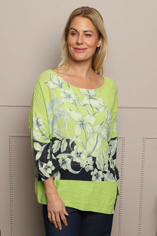 Paitlyn Print Cotton Top Lime - Image 1