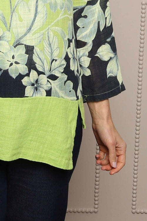 Paitlyn Print Cotton Top Lime - Image 3