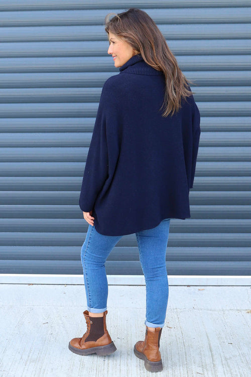 Jude Polo Neck Knitted Jumper Navy - Image 4