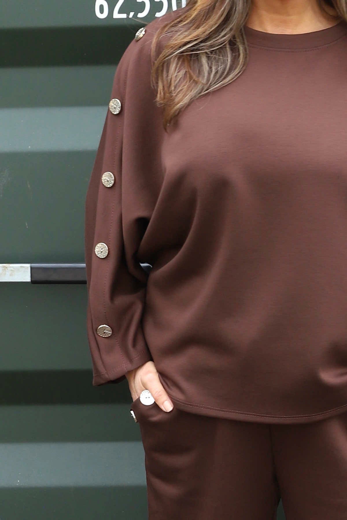 Lesley Button Top Cocoa