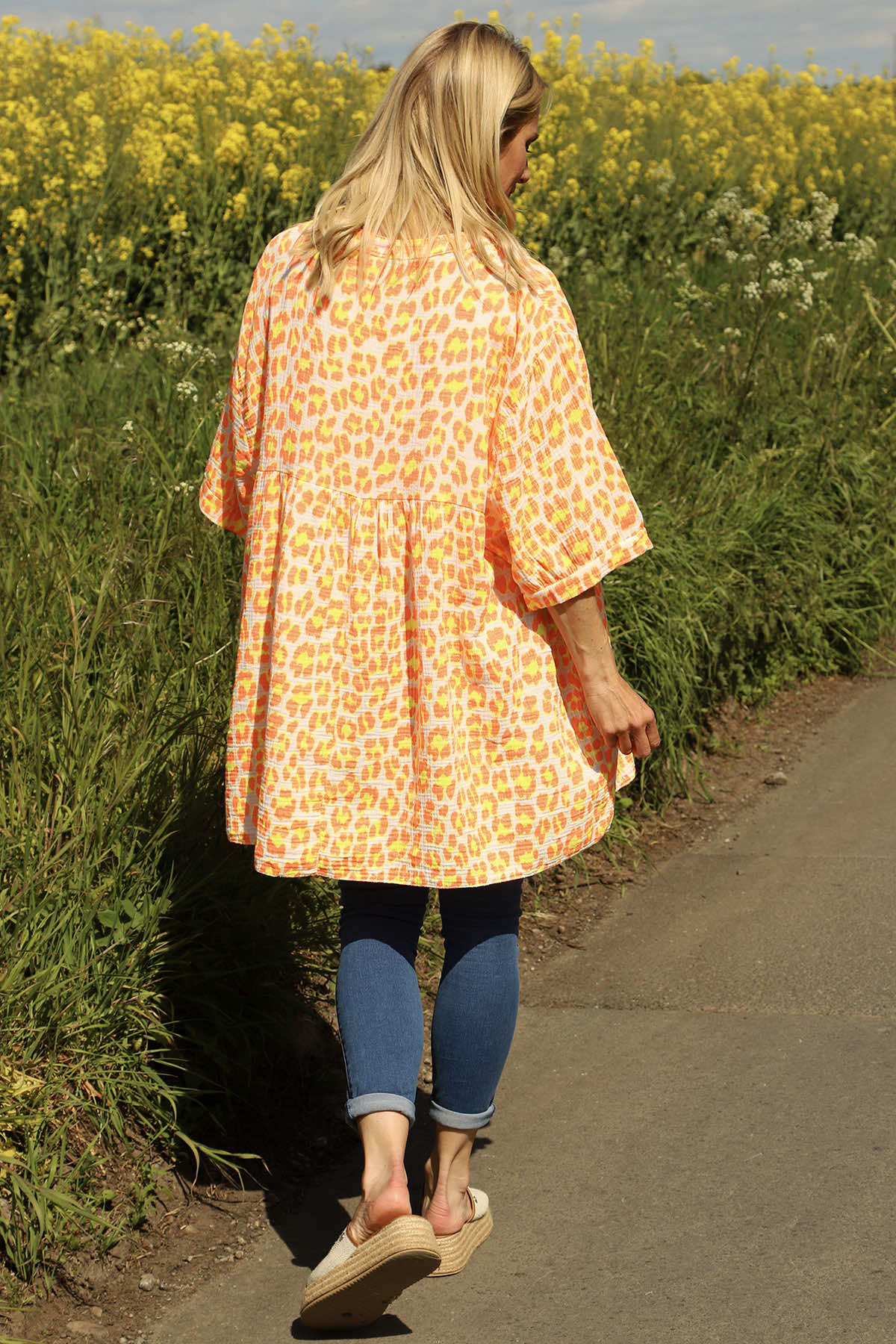 Kynance Leopard Print Top Orange