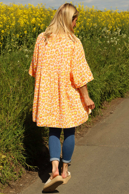 Kynance Leopard Print Top Orange - Image 4