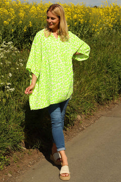 Kynance Leopard Print Top Green