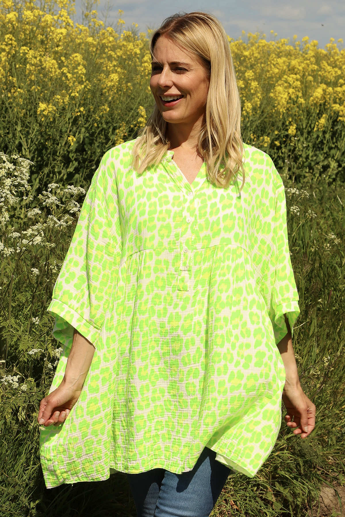 Kynance Leopard Print Top Green