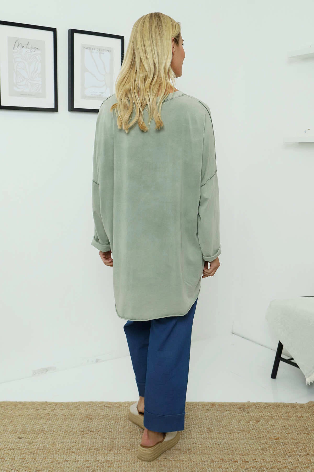 Maritza Slouch Cotton Top Khaki