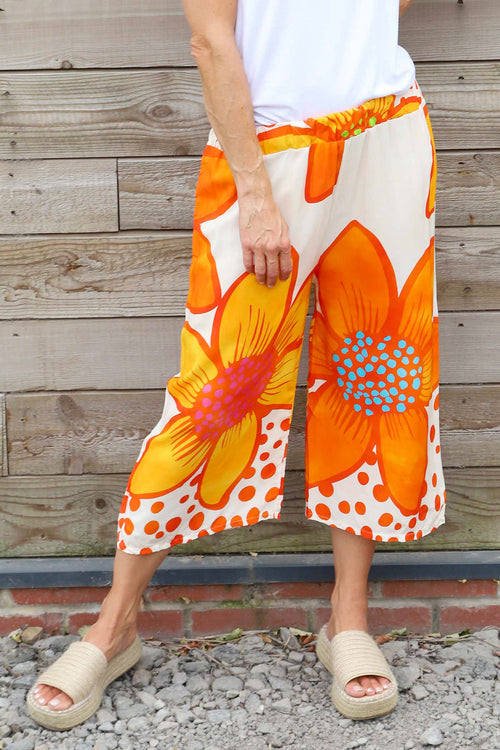 Gina Cropped Floral Trousers Orange - Image 3