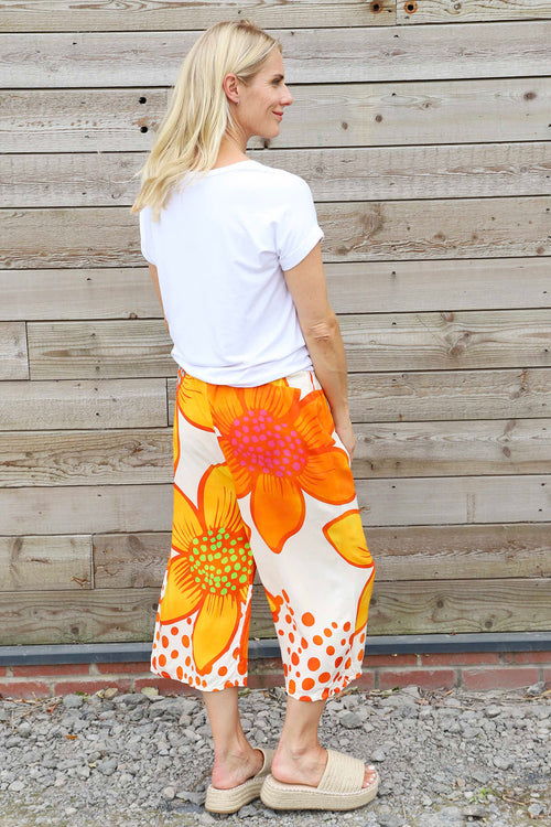 Gina Cropped Floral Trousers Orange - Image 4