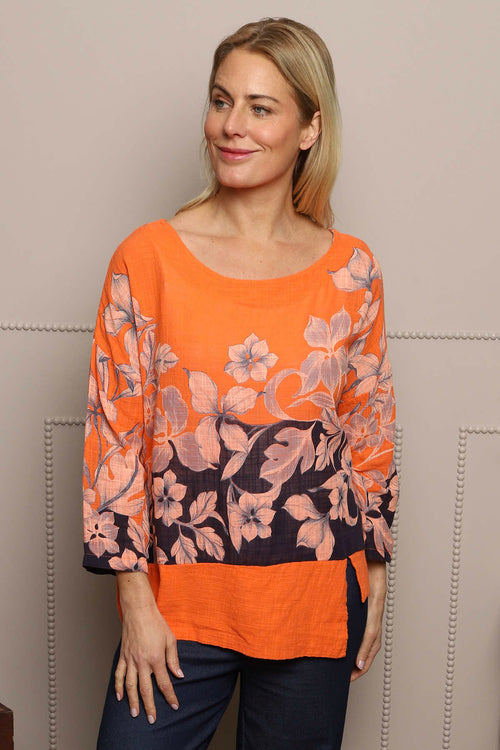 Paitlyn Print Cotton Top Orange - Image 1