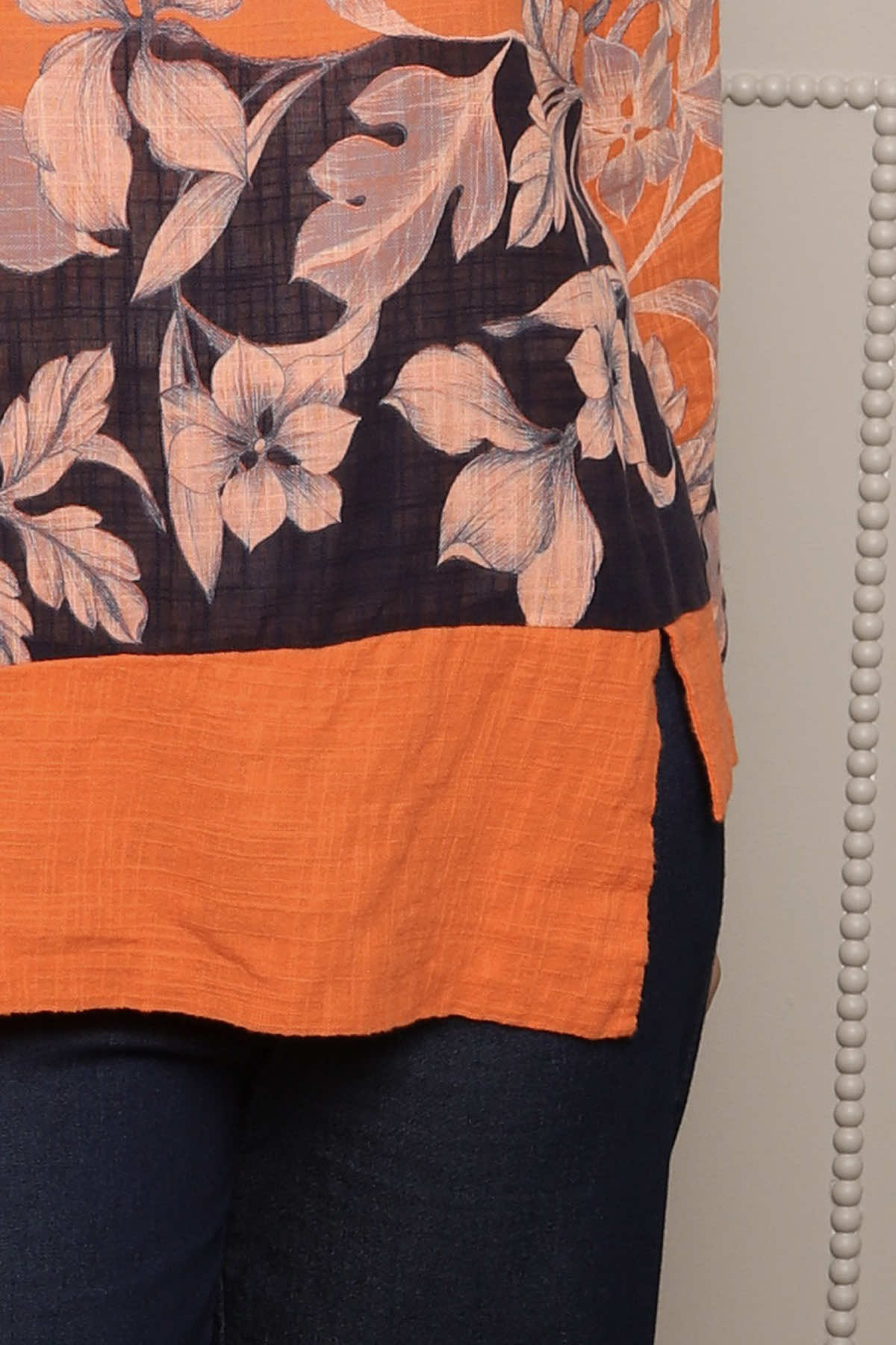 Paitlyn Print Cotton Top Orange