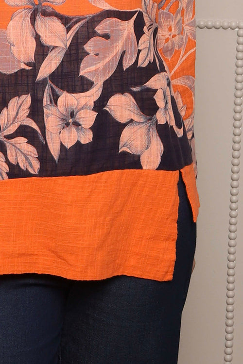 Paitlyn Print Cotton Top Orange - Image 3