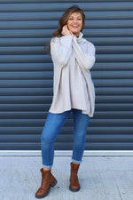 Jude Polo Neck Knitted Jumper Stone Stone - Jude Polo Neck Knitted Jumper Stone