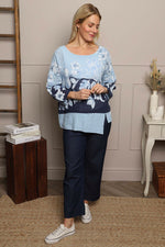 Paitlyn Print Cotton Top Light Blue Light Blue - Paitlyn Print Cotton Top Light Blue