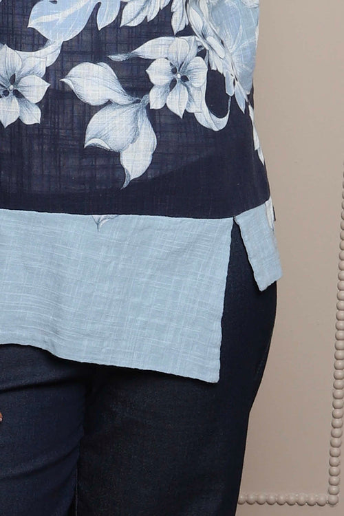 Paitlyn Print Cotton Top Light Blue - Image 3