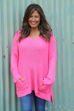 Alira Waffle Knitted Jumper Fuchsia Fuchsia - Alira Waffle Knitted Jumper Fuchsia