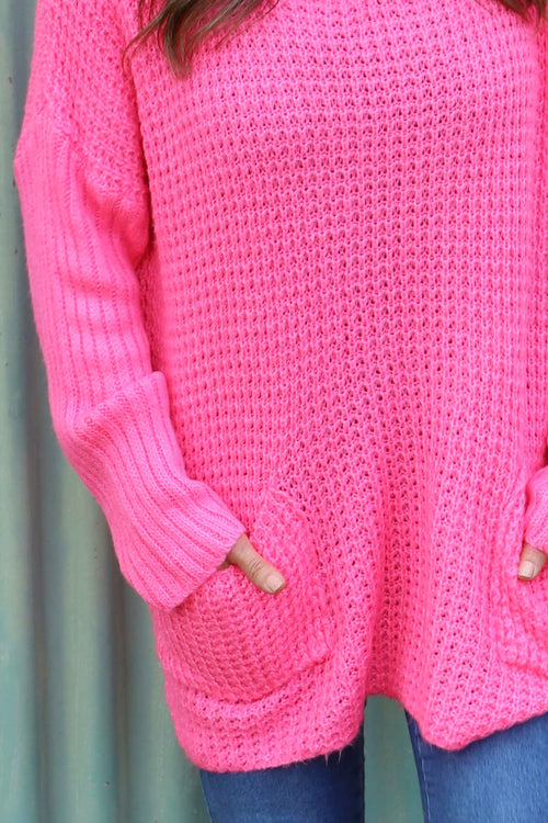 Alira Waffle Knitted Jumper Fuchsia - Image 3