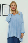 Maritza Slouch Cotton Top Blue