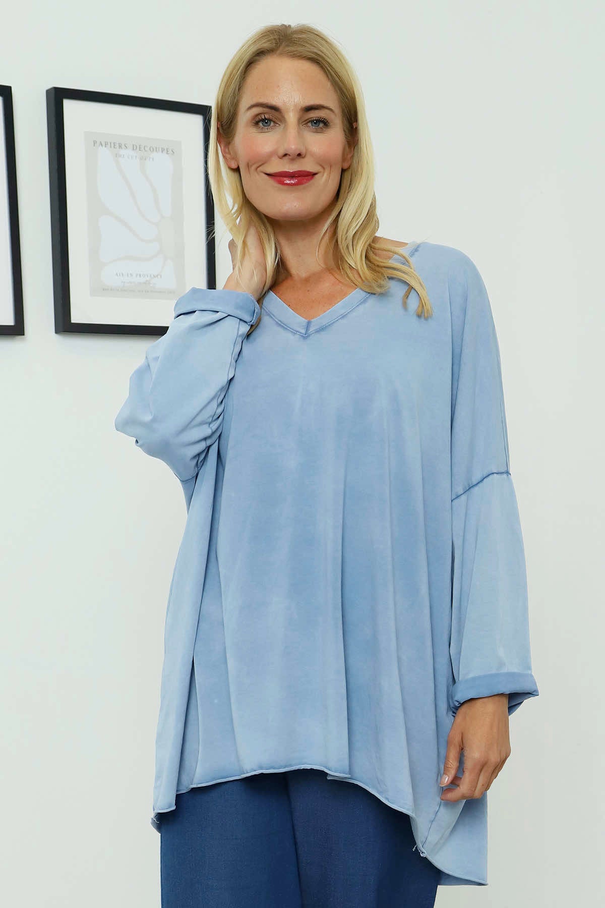 Maritza Slouch Cotton Top Blue