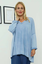 Maritza Slouch Cotton Top Blue Blue - Maritza Slouch Cotton Top Blue