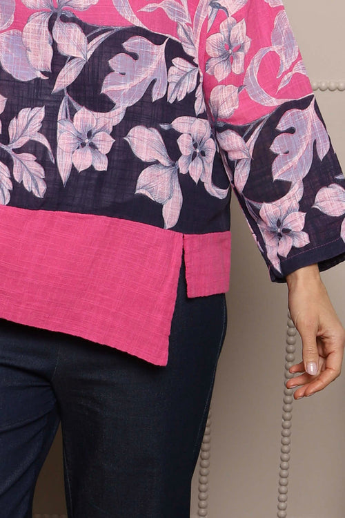 Paitlyn Print Cotton Top Fuchsia - Image 3
