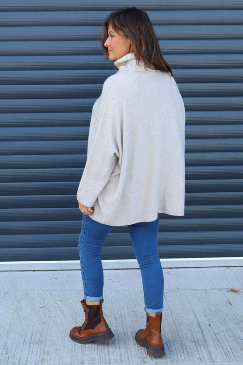 Jude Polo Neck Knitted Jumper Stone - Image 4